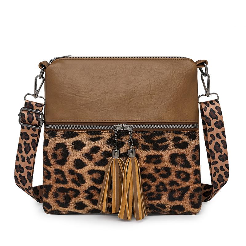 Женская ретро многослойная сумка на плечо с леопардовым принтом для мобильного телефона