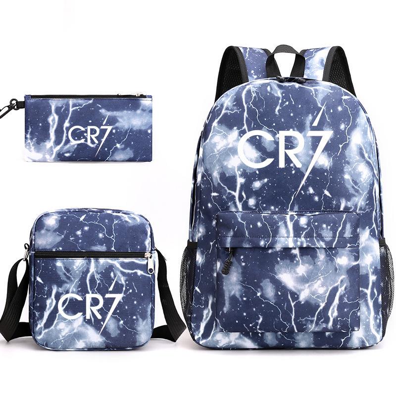 C Ronaldo student bag + small shoulder bag + pencil case three-piece backpack