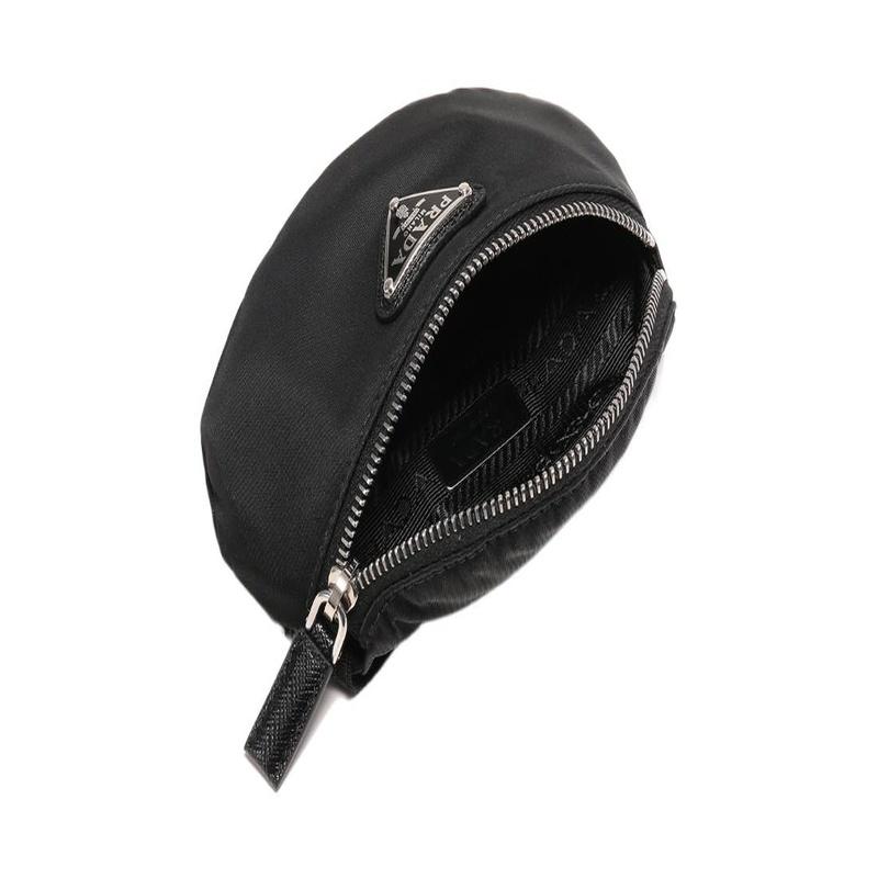 Prada Re-Nylon triangle logo mini wristlet clutch decorative bag coin purse women's black