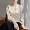 Acetate Satin Jacquard Blouse For Women Mulberry Silk Spring-Summer Chinese Style Round Neck Top 