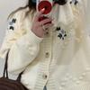 Autumn New Embroidered Flower Knitted Sweater Women Cardigan Winter Long Sleeve Vintage Women's Sweater Jacket Elegant Round Neck Knitwear Coat 25041