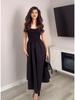 2025 Юбка миди в японском и корейском стиле ретро, приталенная: Женское повседневное однотонное длинное платье
