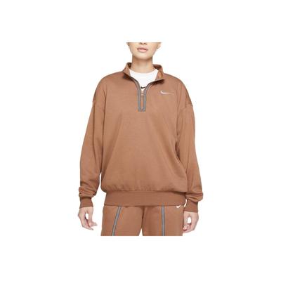Icon American Vintage свободная вязка воротник стойка спортивная повседневная толстовка женская толстовка темно-коричневая белая DD5032-256