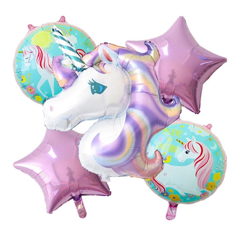 Воздушные шары из фольги для дня рождения единорог / звезды
