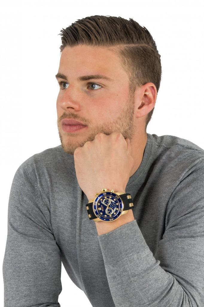 Часы Pro Diver Quartz 48 мм корпус золото черный нержавеющая сталь полиуретановый ремешок синий циферблат 6983 [Invicta] мужские [Товар]