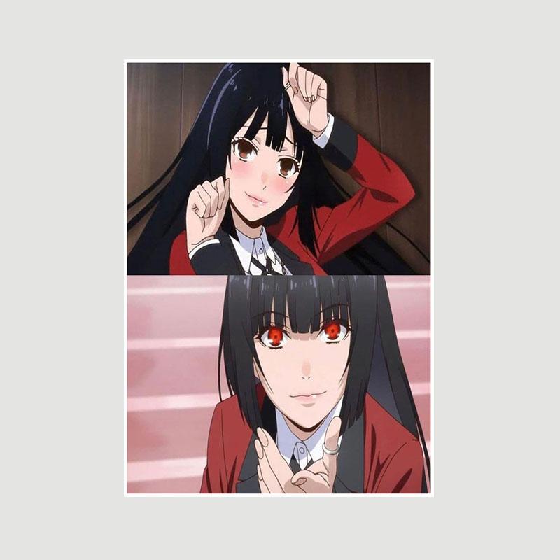 Винтажная белая бумага Kakegurui Плакаты Японское аниме Ретро-постеры и принты Художественная живопись Домашнее украшение Фреска Спальня Кафе Декор