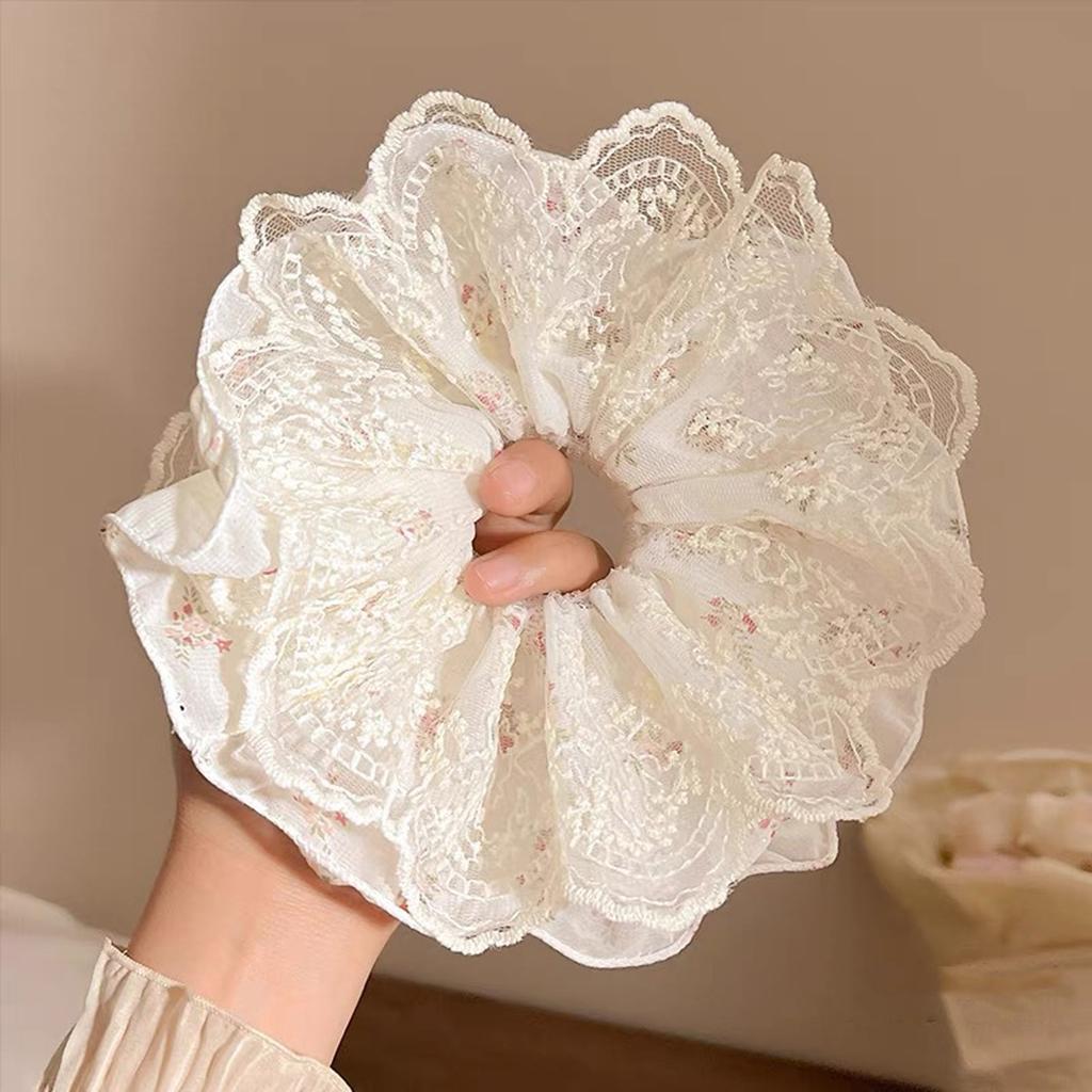 Stylish Lace Hair Scrunchies No Damage Scrunchy Hair Bands Ponytail Holders for Thick Curly and Thin Fine Hair