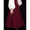French Retro Hepburn High-Waisted Tie-Up Strap Dress & Lantern Sleeve Shirt Set