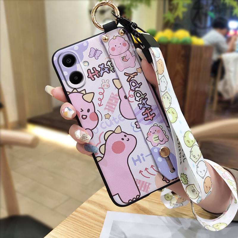 Ring Kickstand Phone Case For Samsung Galaxy A07 Back Cover Phone Holder Protective Anti-dust Silicone Wrist Strap Cute