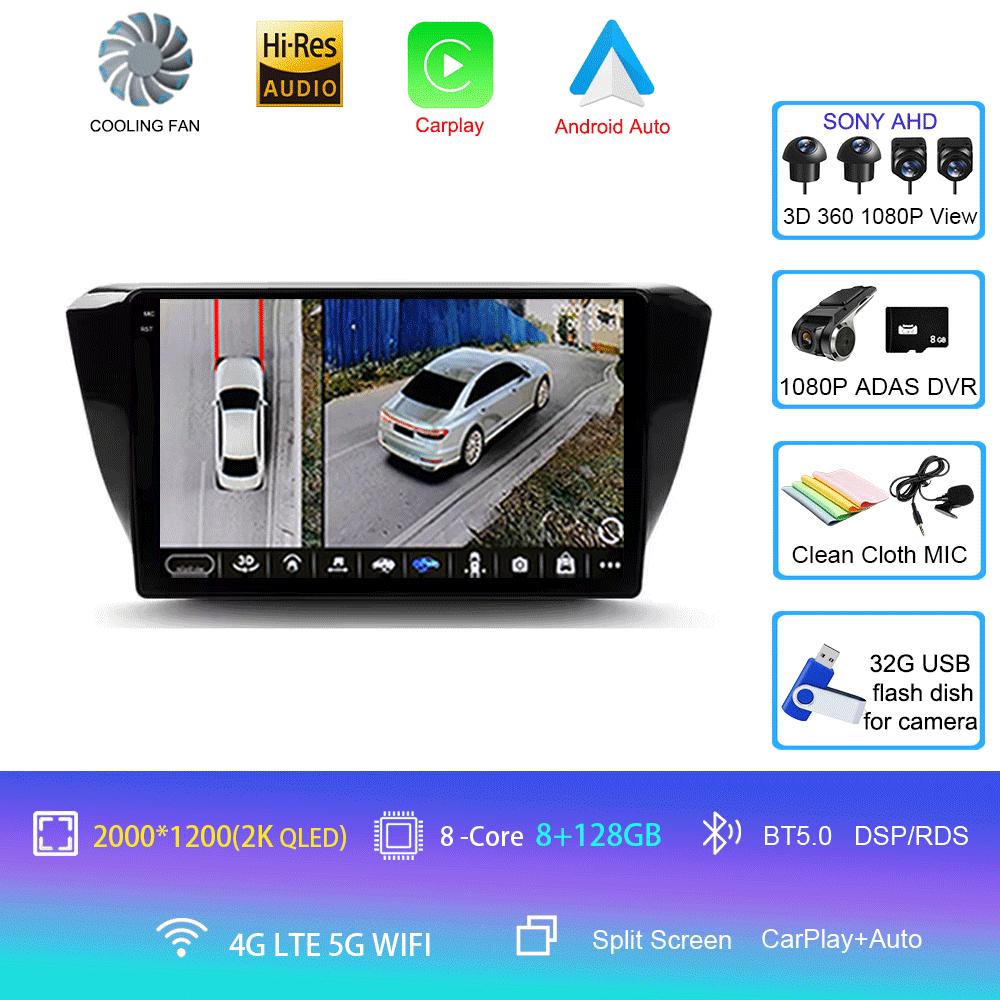 Автомагнитола Android 14 Carplay Auto Для Skoda Superb 3 2015 - 2019 WIFI+4G GPS Мультимедиа 2 DIN Стерео Головное устройство BT Плеер Видео