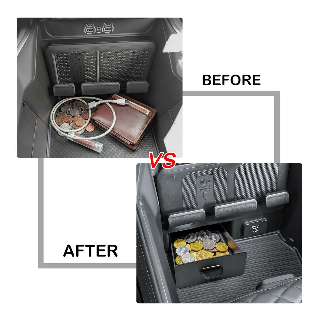 BII1 Drawer Storage Organizer for 2019–2026 Dodge RAM 1500 2500 3500 Center Console Drawer Storage Cubby Interior Box Accessories