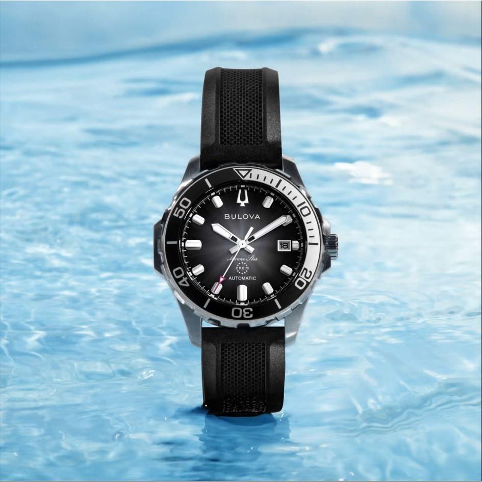 Использованный [Подарок: Полотенце для рук BULOVA] Часы BULOVA Мужские Автоматическая заводка Marine Star Черные 98B465 Официальный продукт для внутреннего рынка 3 года гарантии производителя
