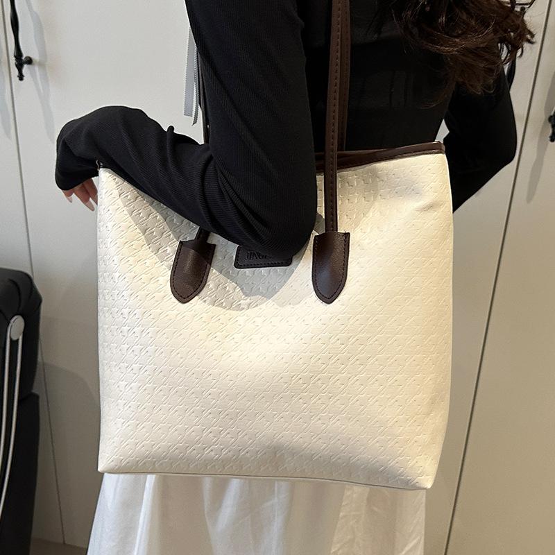 Новая летняя модная сумка-тоут большой емкости, контрастная повседневная сумка через плечо, универсальная сумка для покупок