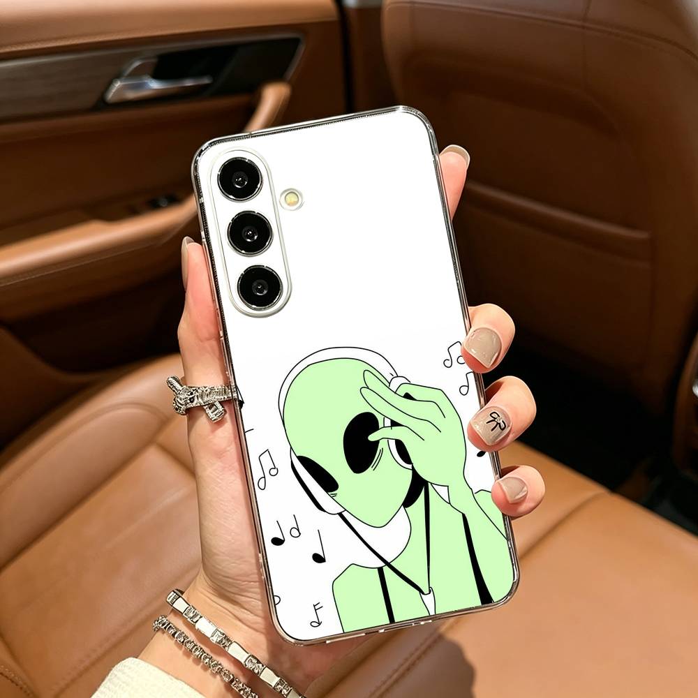 Cute Cartoon Alien Clear Soft Silicone Phone Case for Samsung Galaxy A71, A70, A52, A51, A40, A30