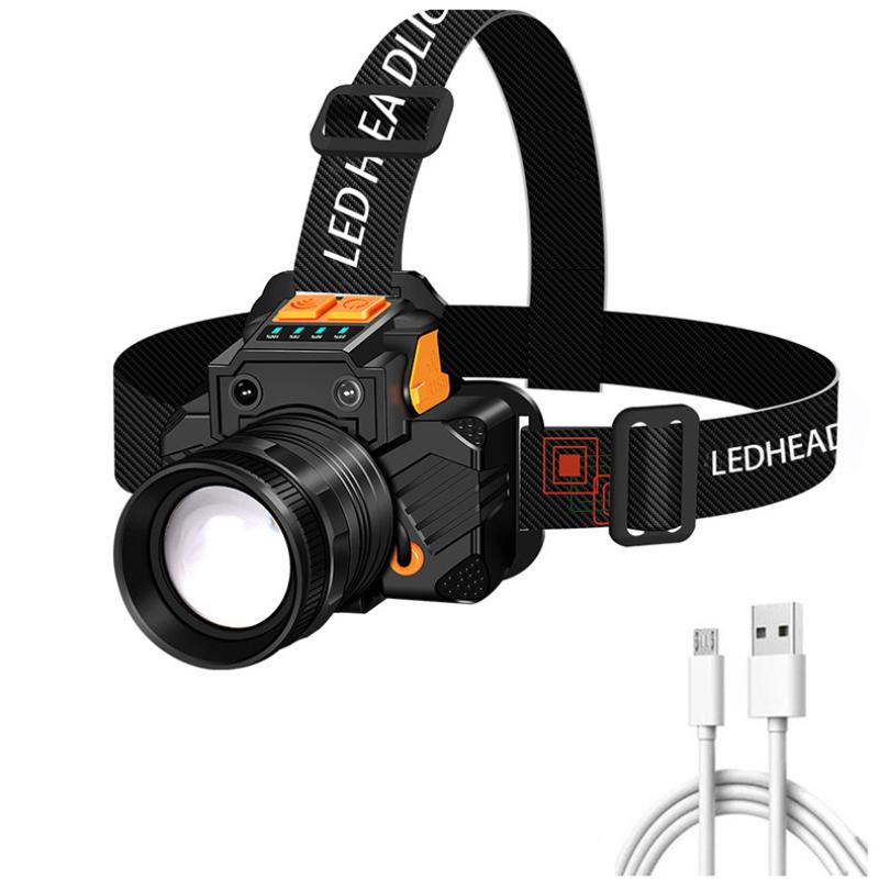 Multifunctional Mining Light T6 Zoom Headwear Flashlight USB Rechargeable Lighting Outdoor Night Fishing Headlamp Strong Light Induction Headlamp