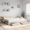 VidaXL Daybed with Trundle and Drawers Cream 90x200 Cm Fabric 3197466