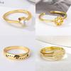 Stylish and Simple Heart-shaped Zircon Ring, Golden Sun and Moon Love Index Finger Ring, Women's Jewelry Personality