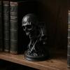 Декоративное изделие черного матового цвета, 3D-печать, украшение в виде двойного черепа, фигурка изогнутого скелета из смолы, готическая реалистичная статуэтка для Хэллоуина, домашнего бара