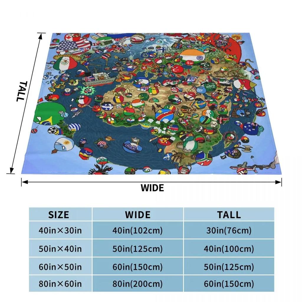 Countryball Flag Blankets Fleece Print Video Game Breathable Ultra-Soft Throw Blankets for Home Outdoor Bedding Throws