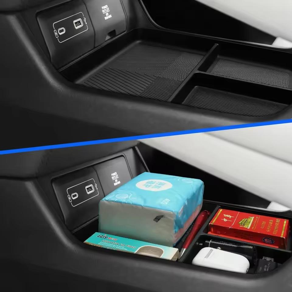 Для Xpeng P7/P7i 2025 2025 TPE Нижний ящик для хранения на центральной консоли Автомобильные органайзеры-лотки Упорядочивание Аксессуары для интерьера автомобиля Черный