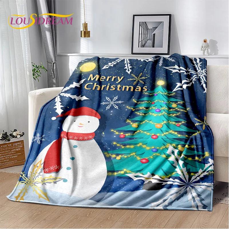 Merry Christmas Tree Santa Claus Gift Plush Blanket,Flannel Blanket Throw Blanket for Living Room Bedroom Bed Sofa Picnic Hiking