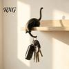Creative Jewelry Hook Cat with Lantern, 3D Printed LED Light Decorative Modern Entryway Decor Wall Hook, Shelf for Bookshelf Desk And