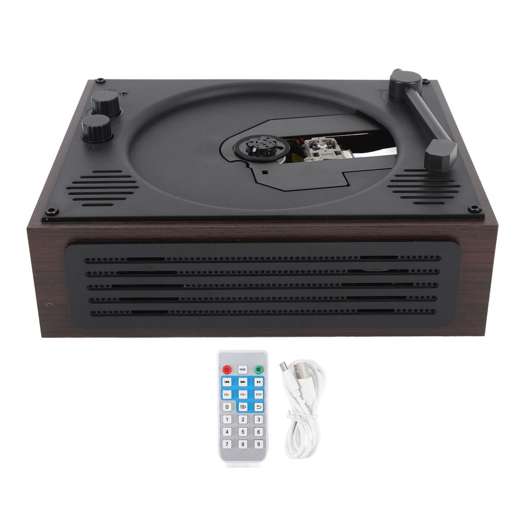 Портативный Bluetooth CD-плеер с дистанционным управлением в стиле ретро, CD-плеер с двумя стереодинамиками для