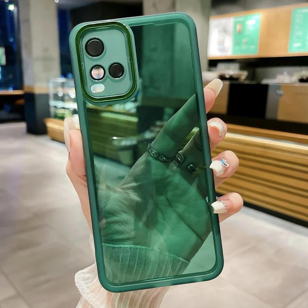 Чехол для Vivo Y36 Y16 Y18 Y28 Y33S Y22 Y22S Y35 Y21 Y02 V27E V23E С защитой объектива камеры Прозрачный чехол для телефона Carcasa