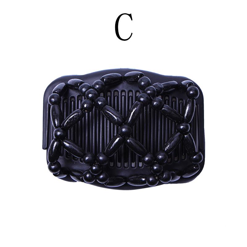 1Pcs Hair Comb Magic Double Slide Accessories Hair Clip Vintage Wood Beads Women Hairpin Stretchy Decoration