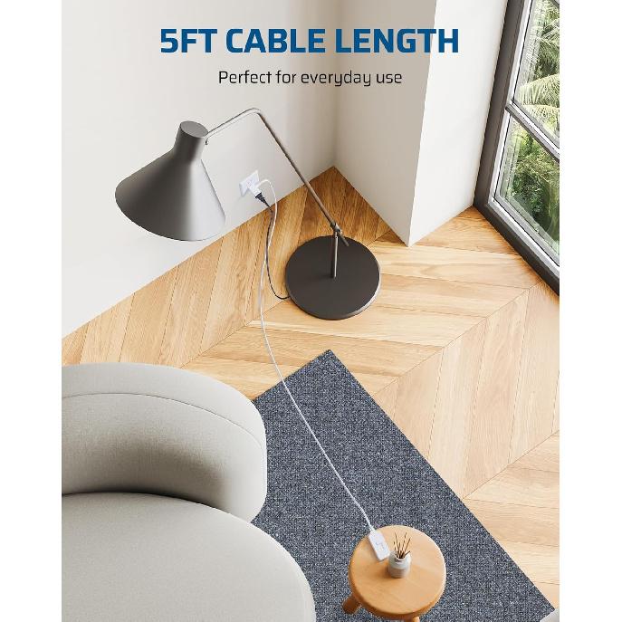 DEWENWILS Plug in Dimmer Switch for Lamp, Table Lamp Dimmer for Dimmable LED/CFL Lights and Incandescent Bulbs, Full Range Slide Control, 5 ft