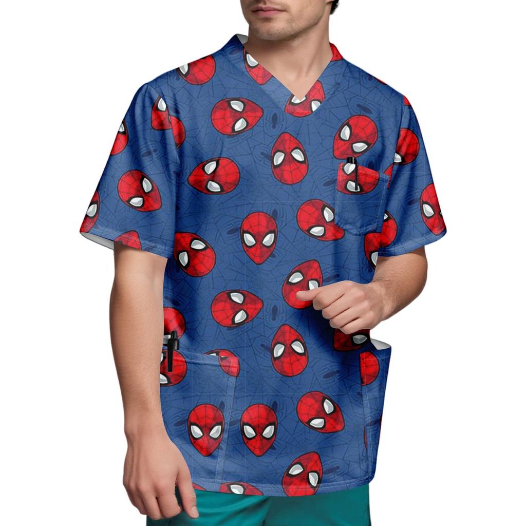 Мужской топ с коротким рукавом и V-образным вырезом с принтом нагрудного кармана