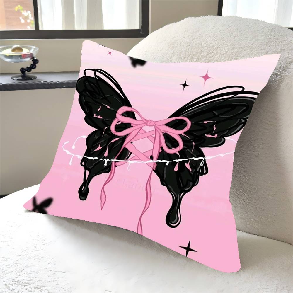 1PC Luxury Pink cute butterfly Pillow Case Square Bedroom Sofa Leisure Comfort Cushion Car Home Decoration Pillowcase 40x40