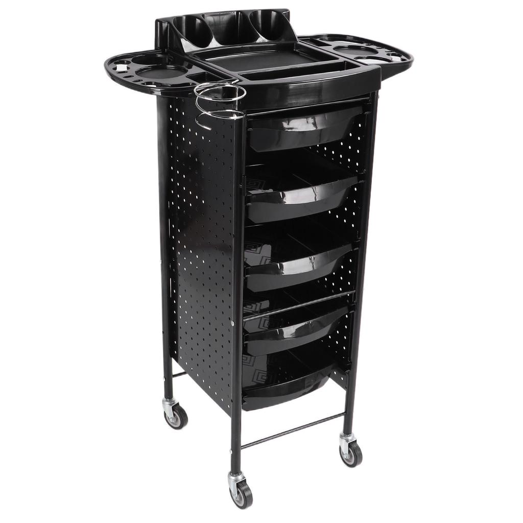 Salon Trolley Cart Black Space Saving Salon Beauty Rolling Cart for Extra Storage