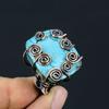Natural Tibetan Turquoise Gemstone Handmade Copper Wire Wrap Ring Size 6 O5E41
