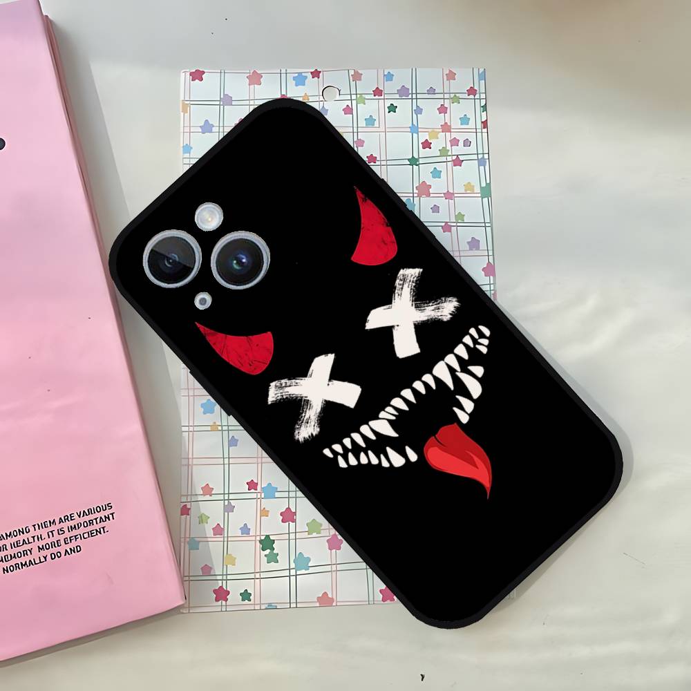 Чехол для телефона D-Devils-faces-S Для IPhone 1716 15 14 13 Pro Max 11 12 Mini X Xs XR Черный Силиконовый Чехол