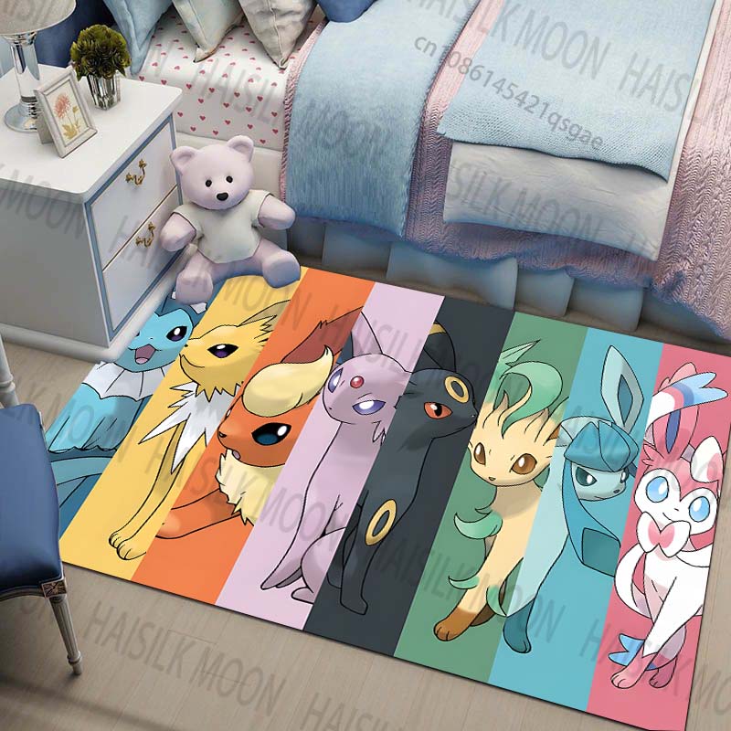 Multi-Sizes Pokemon All Eeveelutions Pattern Carpets for Living Rooms Play Mats Rugged Bedroom Decor Crawl Mats Luxury Gifts