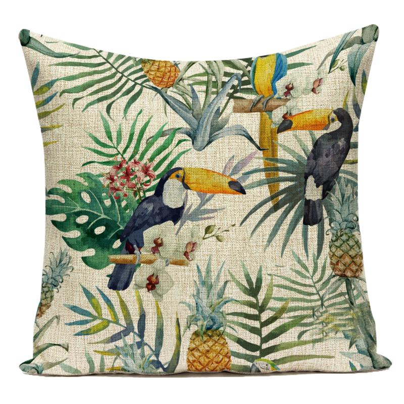 Polyester Decorative Pillows Tropical Cactus Palm Leaf Sofa Home Decor Cushion Cover Pillowcase for Living Room