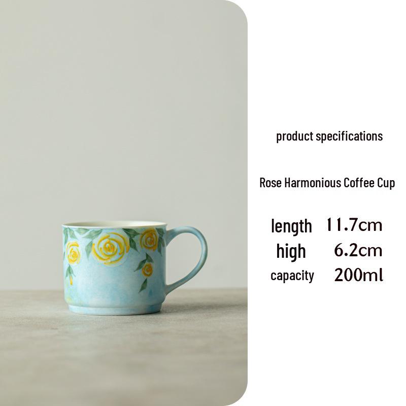 Hand-Painted Rose Ceramic Tea Cup Set - Elegant Women's Host Collection