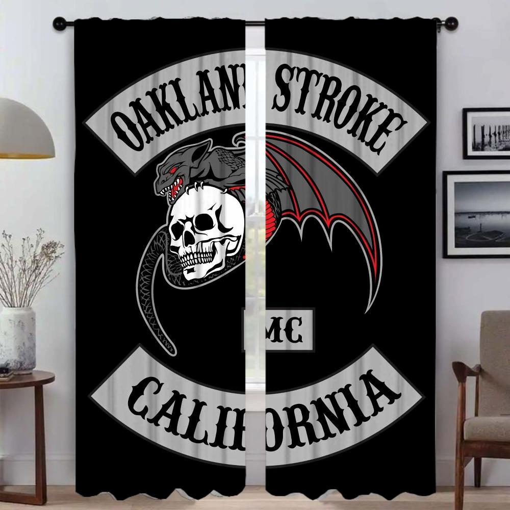 Hells Angels Curtains For Bedroom Halloween Decoration Home Interior Curtains For Living Room Partition Shades Blackout Curtain
