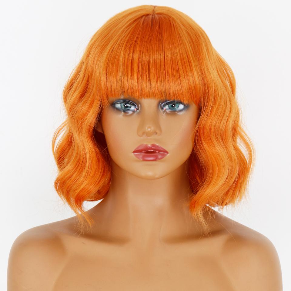 LISI HAIR Женский короткий волнистый парик с челкой, синтетическое волокно, натуральный зеленый парик с волнами воды, повседневная одежда для косплея