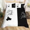Cat Side and My Side Black White Cat Modern Romantic Theme Comfortable Duvet Quilt Cover Pillowcase Bedding Set Children Bedroom