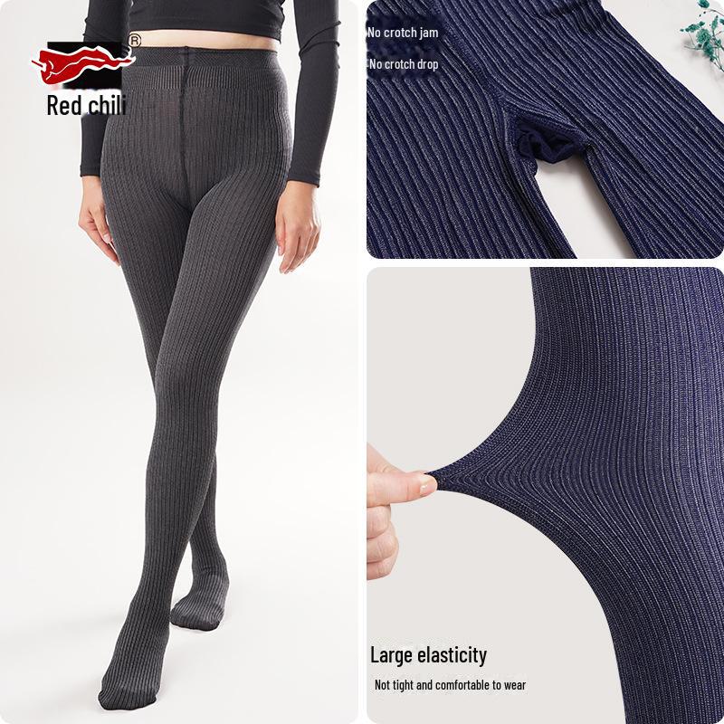 Носки Red Pepper Velvet — теплые колготки плотностью 120D на осень/зиму с утягивающим эффектом, поддержкой бедер и вертикальными полосками.