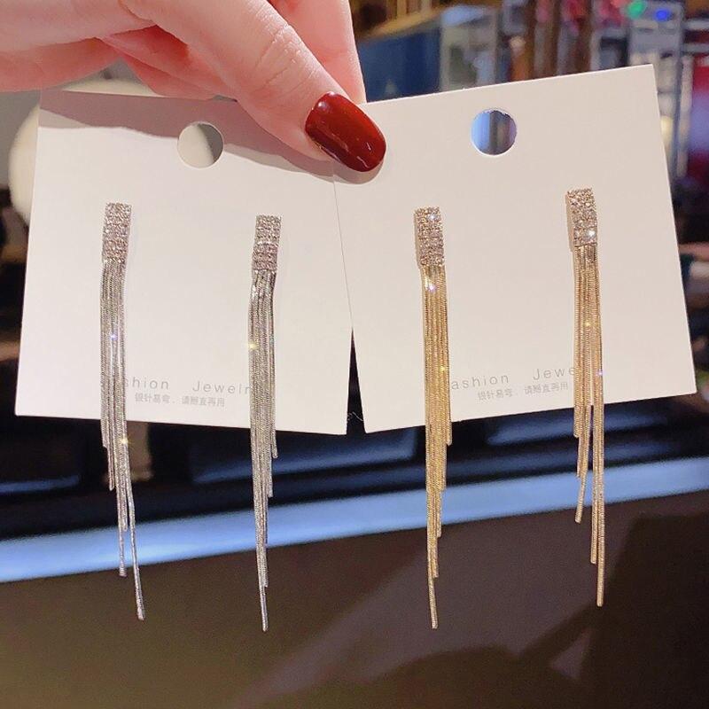 Новые винтажные серьги золотого цвета с длинной нитью и кисточками для женщин, глянцевые висячие серьги с геометрическим рисунком дуги, 2022, модные ювелирные изделия