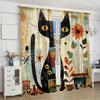 2pcs Artistic Cat Printed Curtain For Home Decor, Rod PocketWindow Treatment, For Bedroom, Office, Kitchen, Living Room,AndStudy