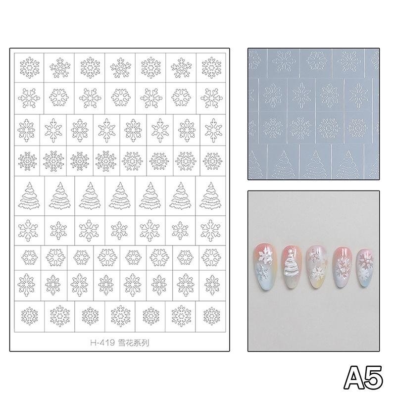 Airbrush Stencil For Nails Winter Snowflake Snow Tree Christmas Decors Hollow Nail Stickers Airbrush French Manicure Tips