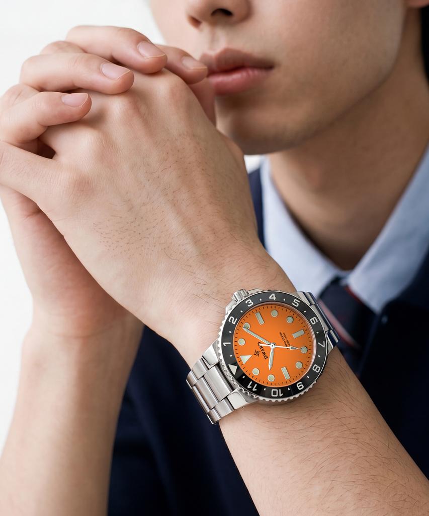Diwodeu Dw-208R-Or Spino Diver 300 Sunset Orange Men'S Rubber Urethane Wristwatch