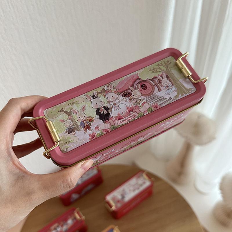 Рождественский кролик, жестяная коробка для конфет, мультяшное печенье, коробка для хранения, органайзер для чая и кофе, детские подарки, украшения для свадьбы