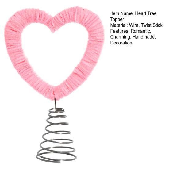 Valentine's Day Tree Topper Velvet Twist Heart Treetop Ornament Romantic Pink Heart Decoration for Home Wedding Christmas Party Supplies