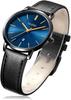 Arm Leather Simple Easy To Thin and High School Student Watch for Women Ladies Watch OLEVS Strap Black Case Blue Women's Watch, Blue, Stylish, Watch,