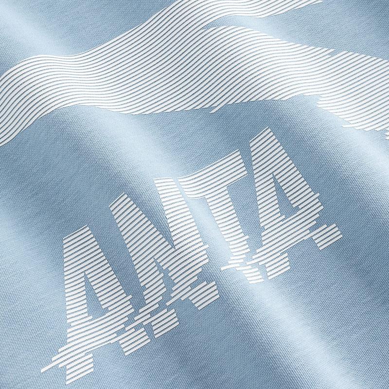 ANTA Men's Logo Print Crew Neck Sweatshirt Light Blue 952548702-6